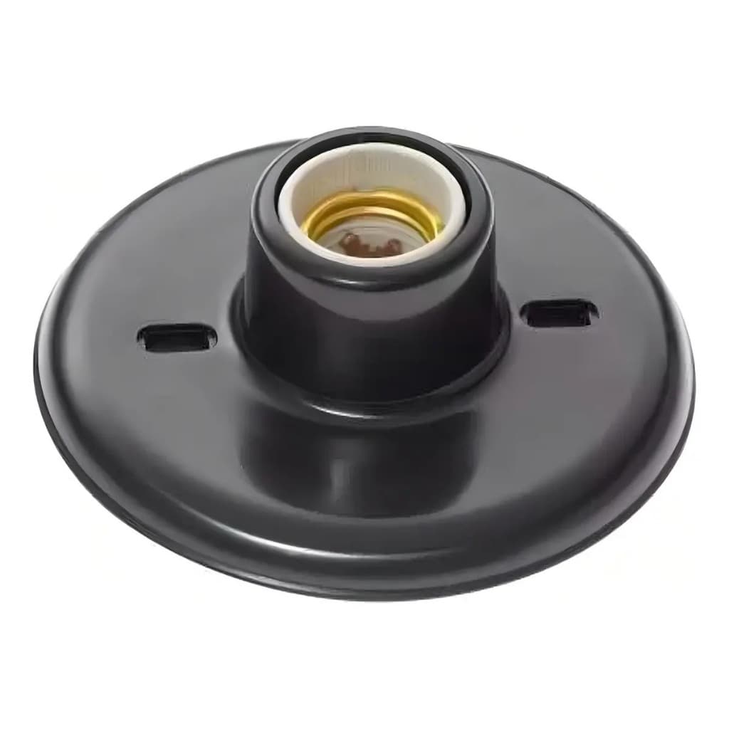 Blumenau Kit 10 Plafon Sobrepor Preto Soquete Porcelana E27