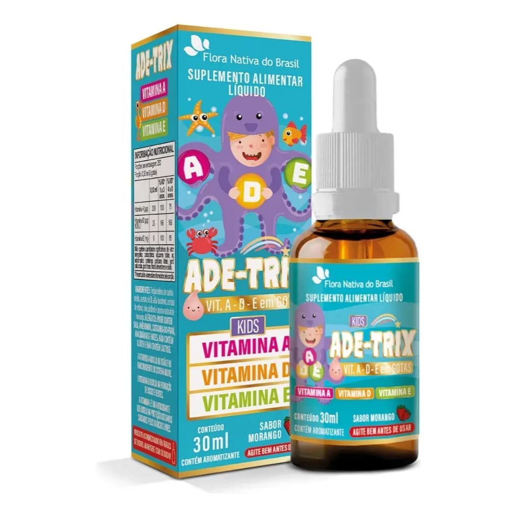 Ade-trix Kids (vit. A D E) 30ml Sabor Morango - Flora Nativa