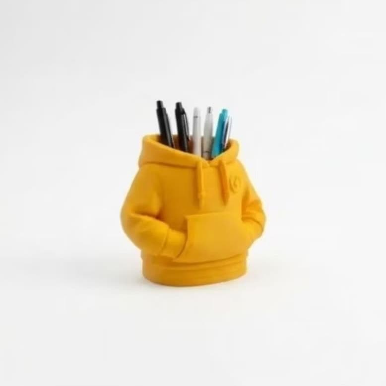 Porta Lápis Criativo Formato Moletom Hoodie AmareloOrganizador de Mesa Diferente Setup Gamer