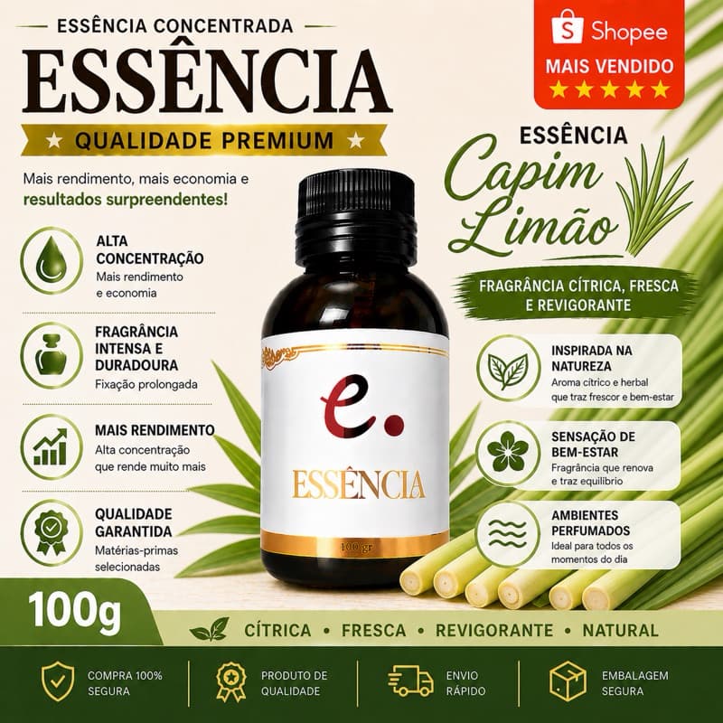 Essência hidrossolúvel Concentrada - CAPIM LIMAO 100 G