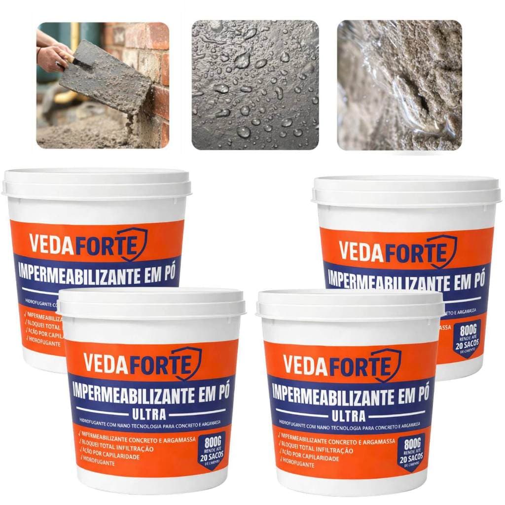 Impermeabilizante Em Pó Ultra Kit 4 Alta Performance Contra Umidade Produto Hidrofugante