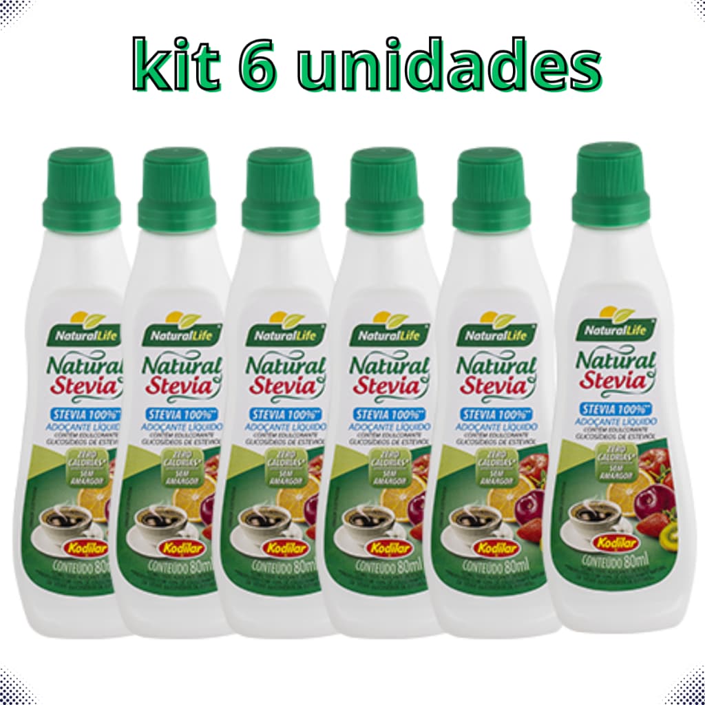 Kit 6 Adoçante Natural Stevia Kodilar 80g Natural life Sem Glúten
