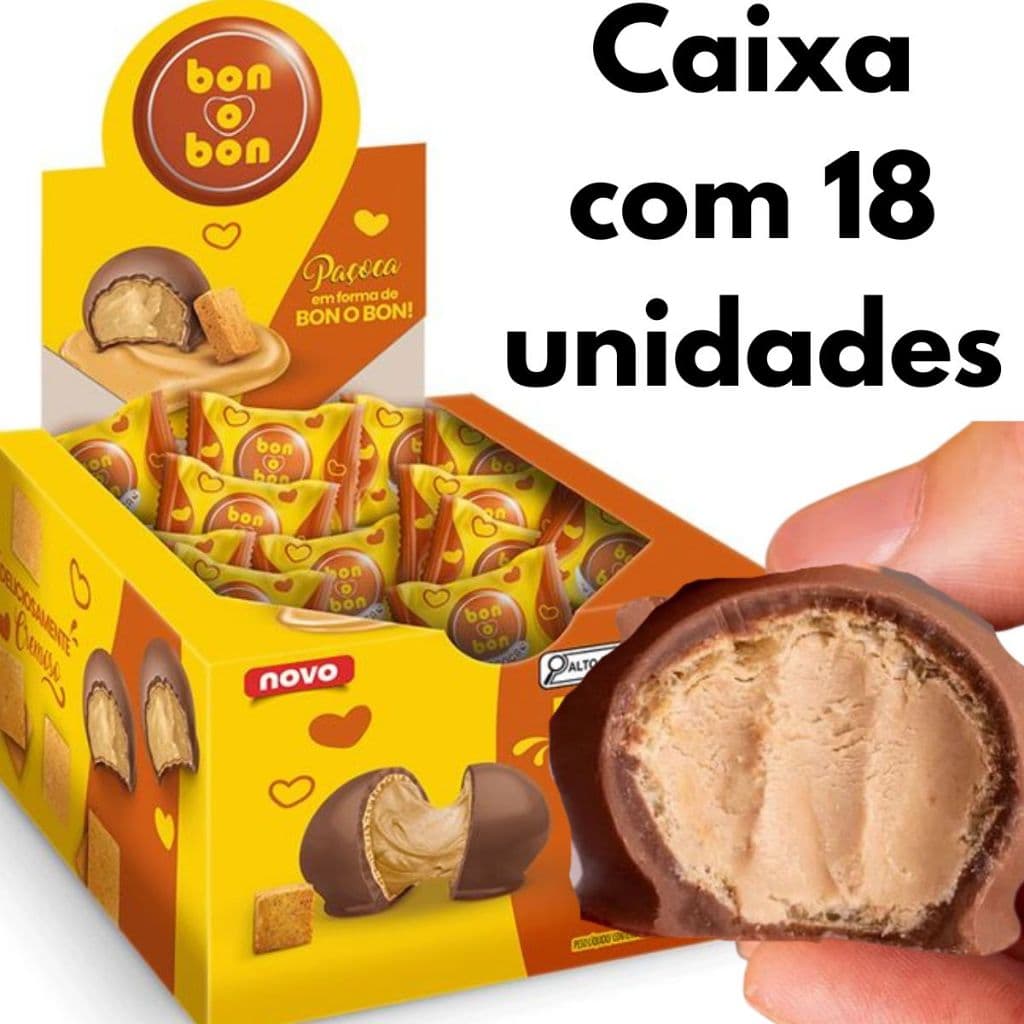 Caixa 18 Bombons Chocolate ao leite Recheio de Paçoca Bon a Bon 270g