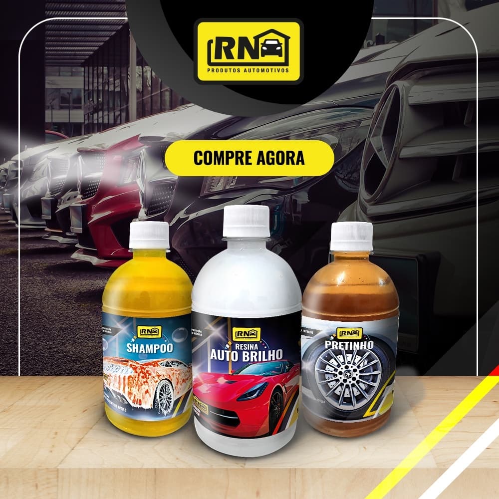 Kit Completo Automotivo Shampoo Automotivo + Cera Líquida + Pretinho Rn 500ml
