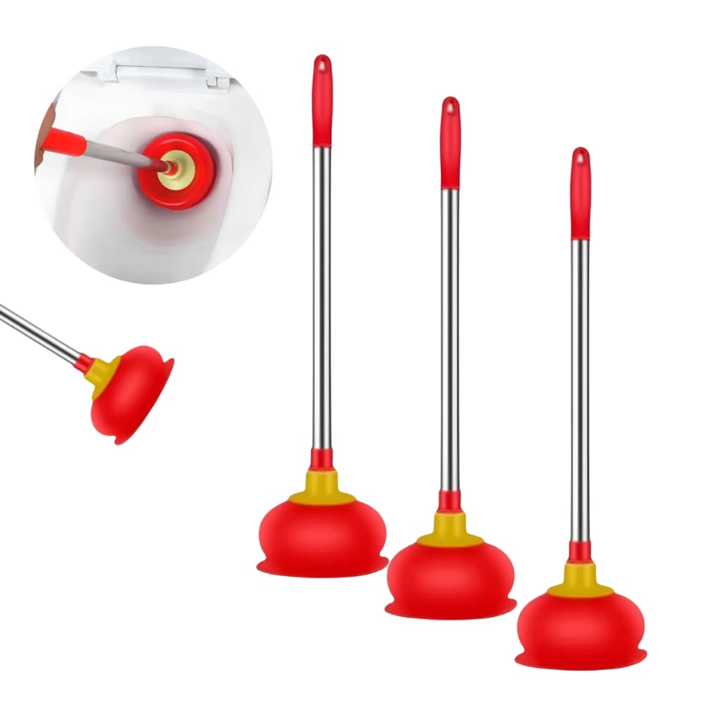 Kit 3 Desentupidor Vaso Sanitário Borracha Cabo Alumínio 50cm Alta Pressão Resistente