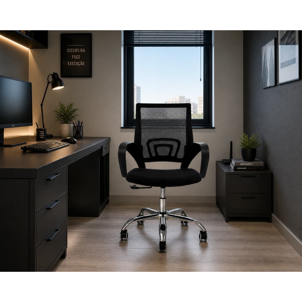 Cadeira de Escritório Preta, Estilo Profissional para Escritório e Home Office