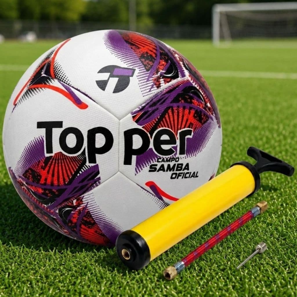 Bola de Futebol Campo Topper Samba Termotec Tamanho 5 N°5 + Bomba de Ar