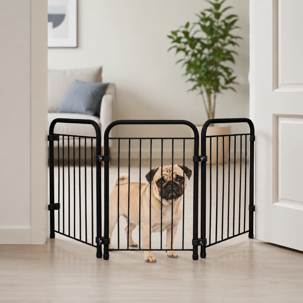 Cercado Pet Dobrável Portátil em Aço Cerca para Cachorro 3 Módulos 105x51cm