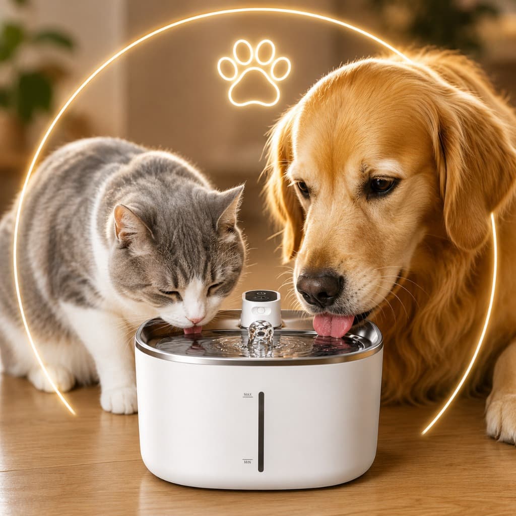 Bebedouro Pet Sem Fio com sensor de presença Fonte de Água para Gatos e Cães Silenciosa cor Branco
