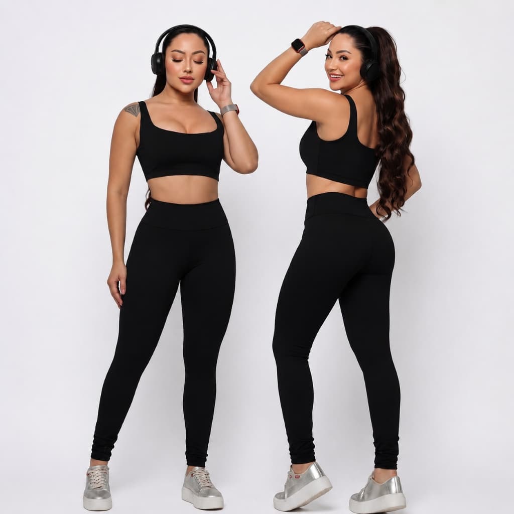 Roupa De Academia Feminina Calça Legging e Top com Compressão e Zero Transparência