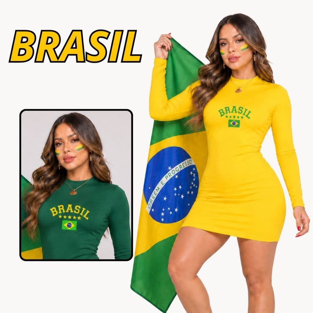 Vestido Brasil, Tubinho Copa do Mundo minimalista elegante