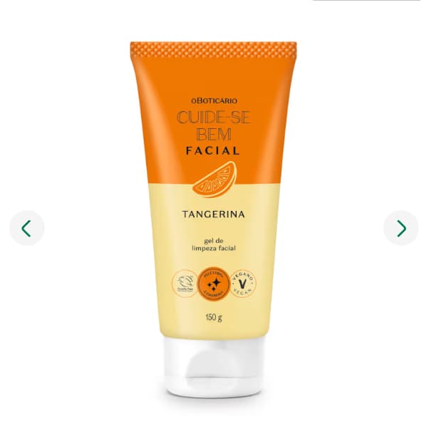Gel de Limpeza Facial Cuide-se Bem Feira Tangerina, o Boticário.