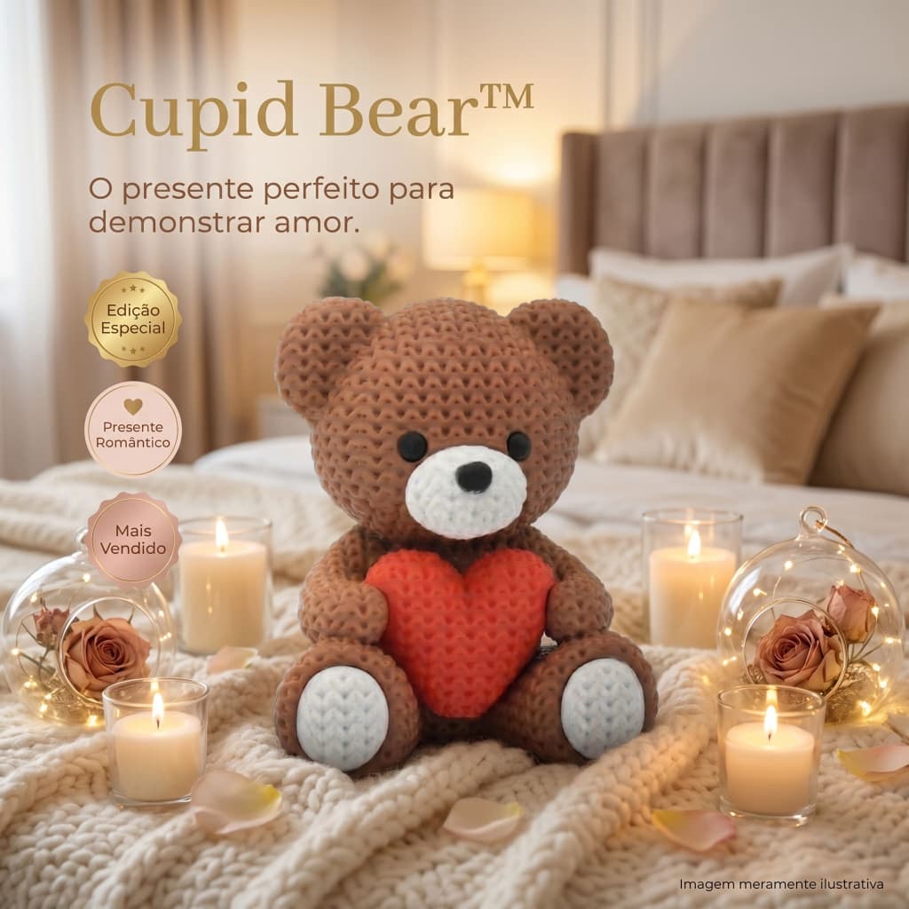 Urso Decorativo Romântico Cupid Bear Presente Amor Namorados Fofo Decoração Especial