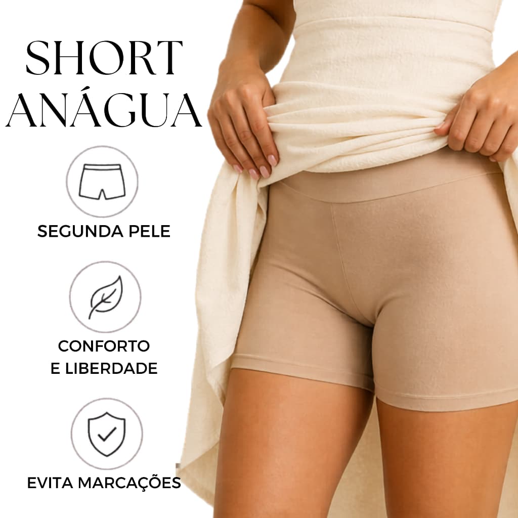 Shorts Anágua Modeladora Feminino Segunda Pele Conforto Antiatrito para Saia e Vestido