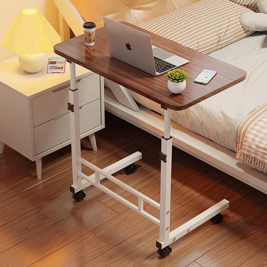 Mesa para Notebook Ajustável com Rodinhas Portátil para Cama e Sofá Novo Cor Nogueira Preta