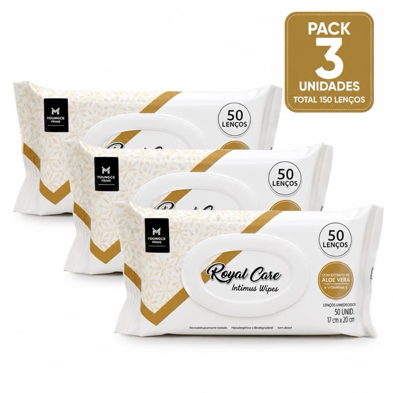 Lenço Umedecido Intimo Members Mark Royal Care C/ Aloe Vera Pack 3 Unidades 150 Lenços Toalha Umedecida Grossa
