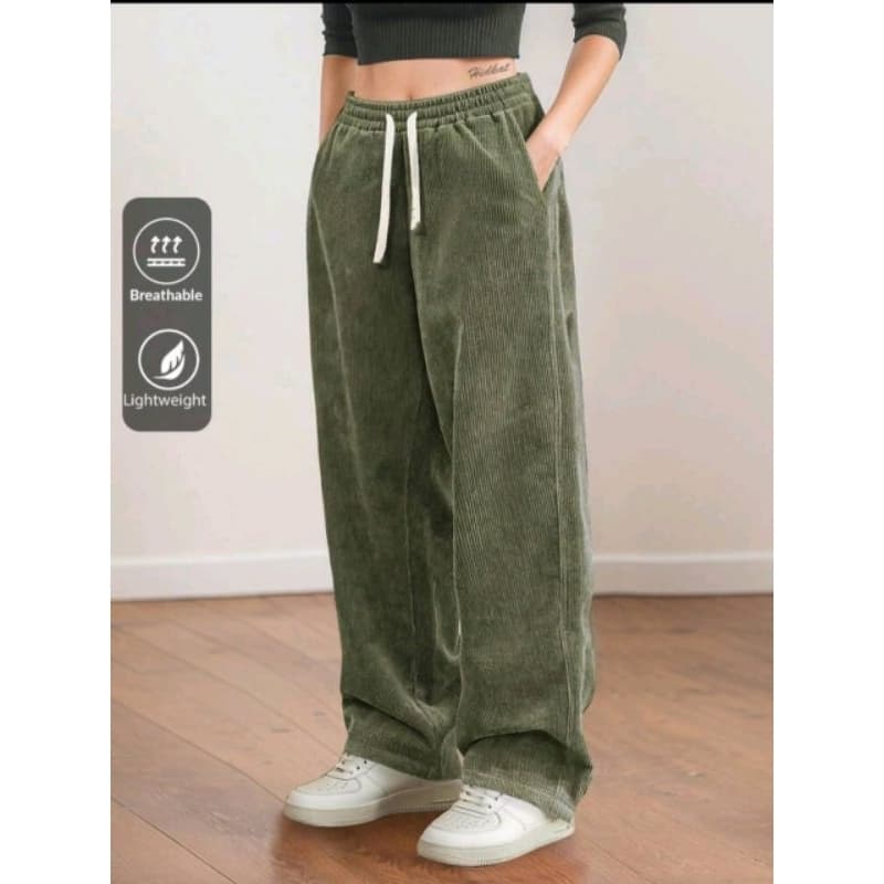 Calça Femenina De Veludo Cotele Cintura Elastica Adecuada Pra Uso Casual Outono/inverno ,Esportivo,Caminata,