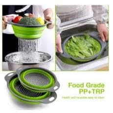 Escorredor de Alimentos Retrátil em Plástico e Silicone Dobrável, Ideal para Cozinha, Massas, Verduras e Legumes