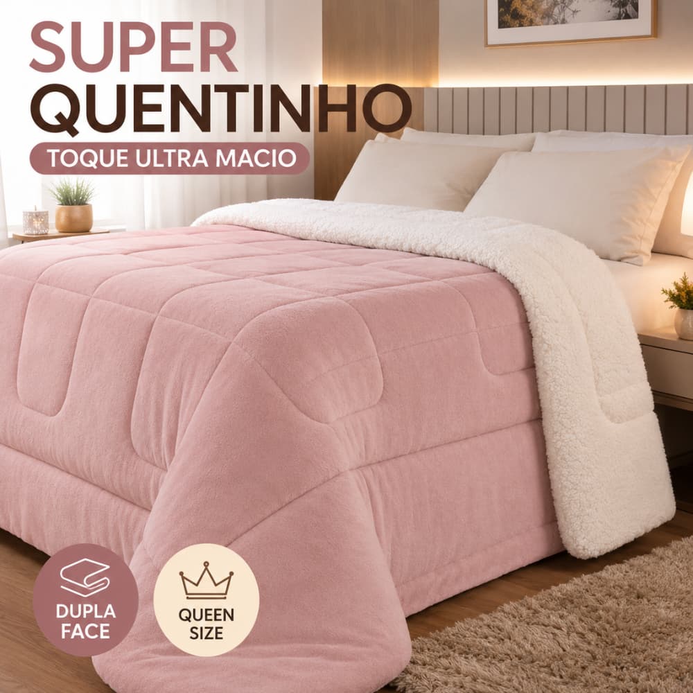 Cobertor Coberdrom Casal Queen Sherpa Carneiro Dupla Face Soft Grosso Quentinho Luxo