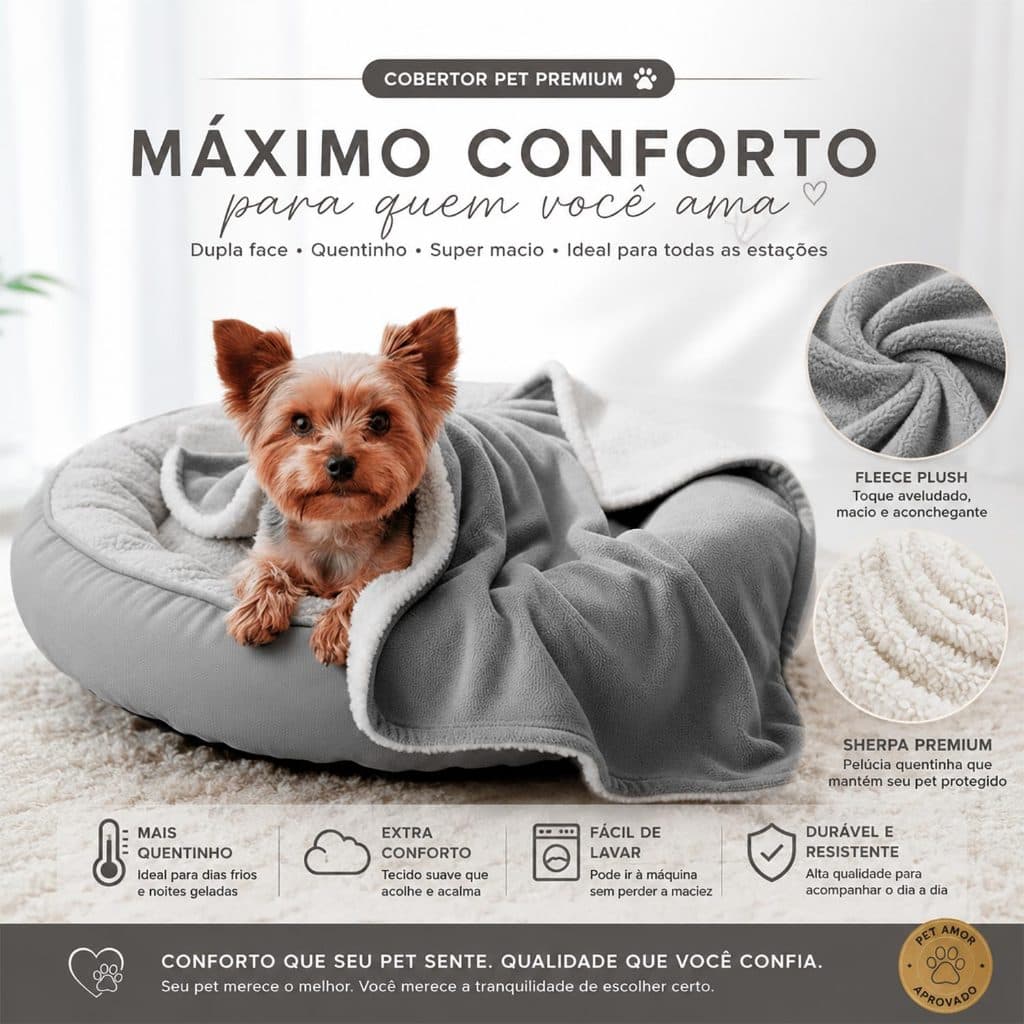 Cobertor Pet Cachorro Gato Dupla Face Coberdrom Macio Sherpa