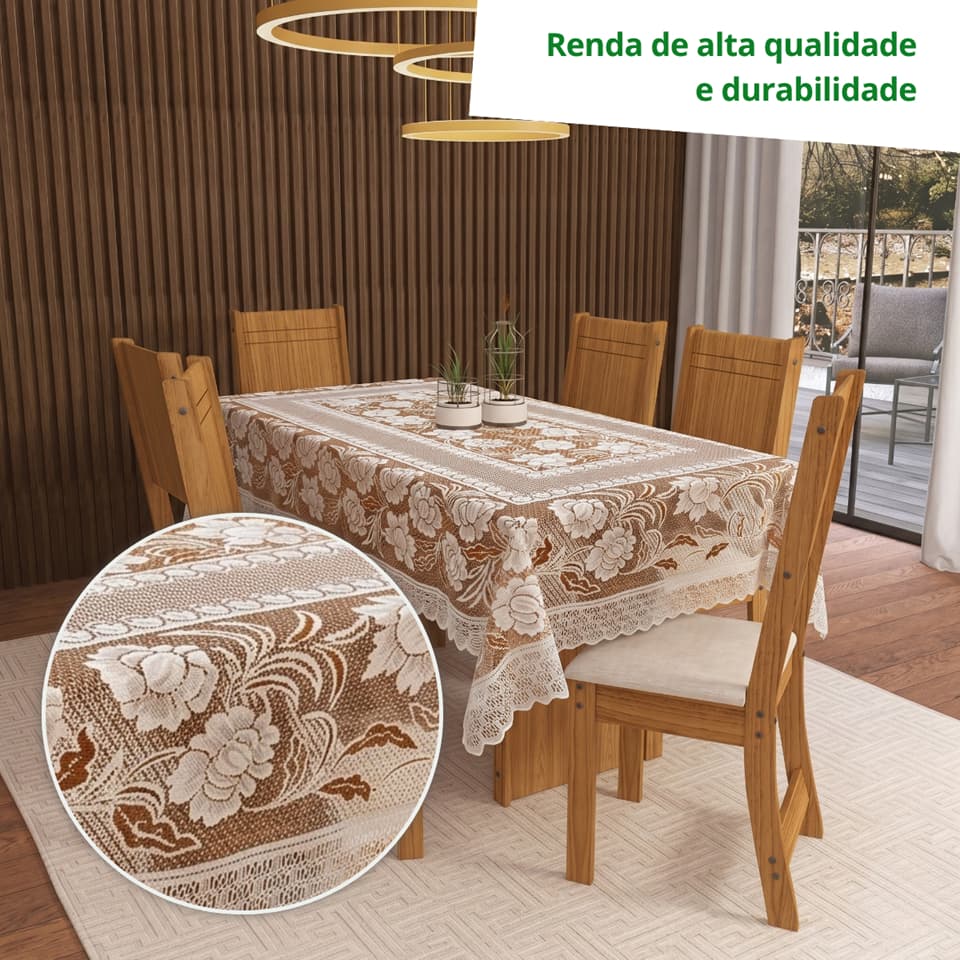 Toalha Mesa Renda 4 ou 6 Lugares Cadeiras Toalhas Retangular Para Mesa de Jantar Premium