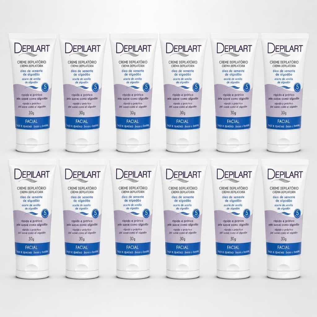 Kit 12un Creme Depilatório Facial Depilart 30g – Depilação Suave, Precisa e Sem Irritação