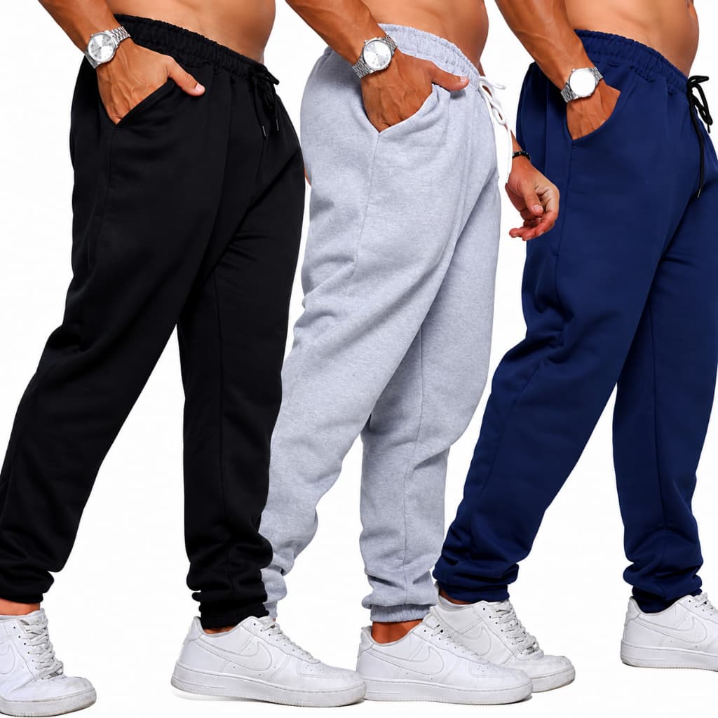 Kit 3 Calças Moletom Masculina Algodao Premium Academia Jogger para Invierno