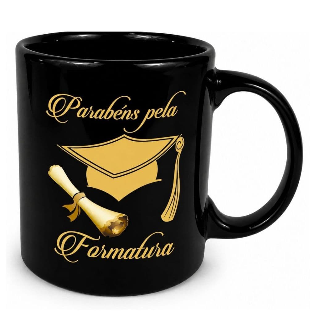 Caneca Parabéns Pela Formatura 320ml Cerâmica | Presente Formatura Faculdade Graduação Diploma