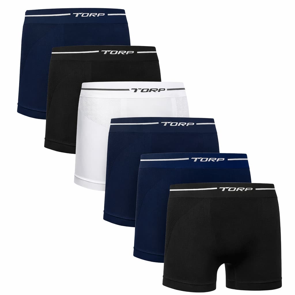 Kit 6 Cueca Boxer Sem Costura Kit Cueca Box Básica Cueca Masculina Poliamida Original Torp Atacado