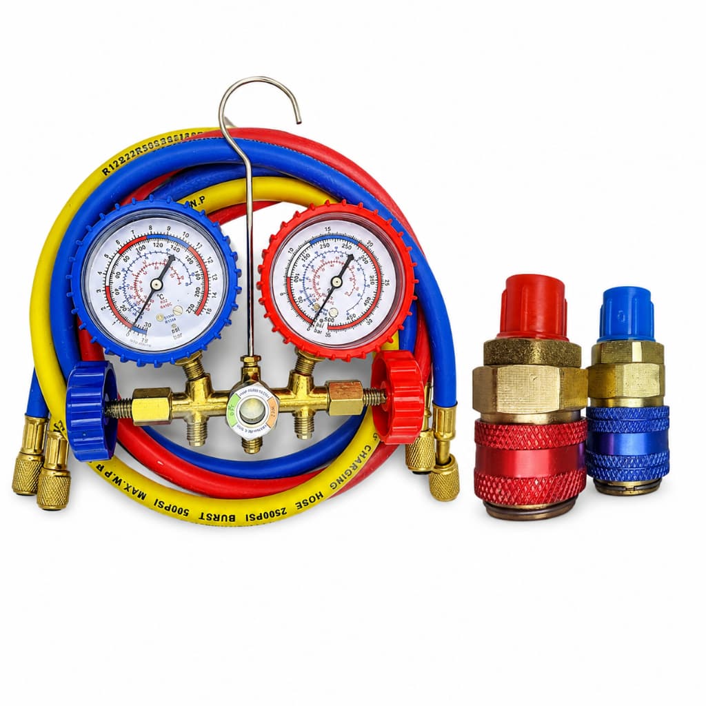 Kit Manifold R134A Automotivo + Engates Rápidos Alta e Baixa