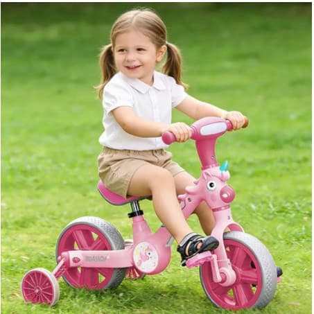 🦄 Bicicleta Infantil com Rodinhas Unicórnio – Rosa | Diversão e Segurança para os Pequenos!