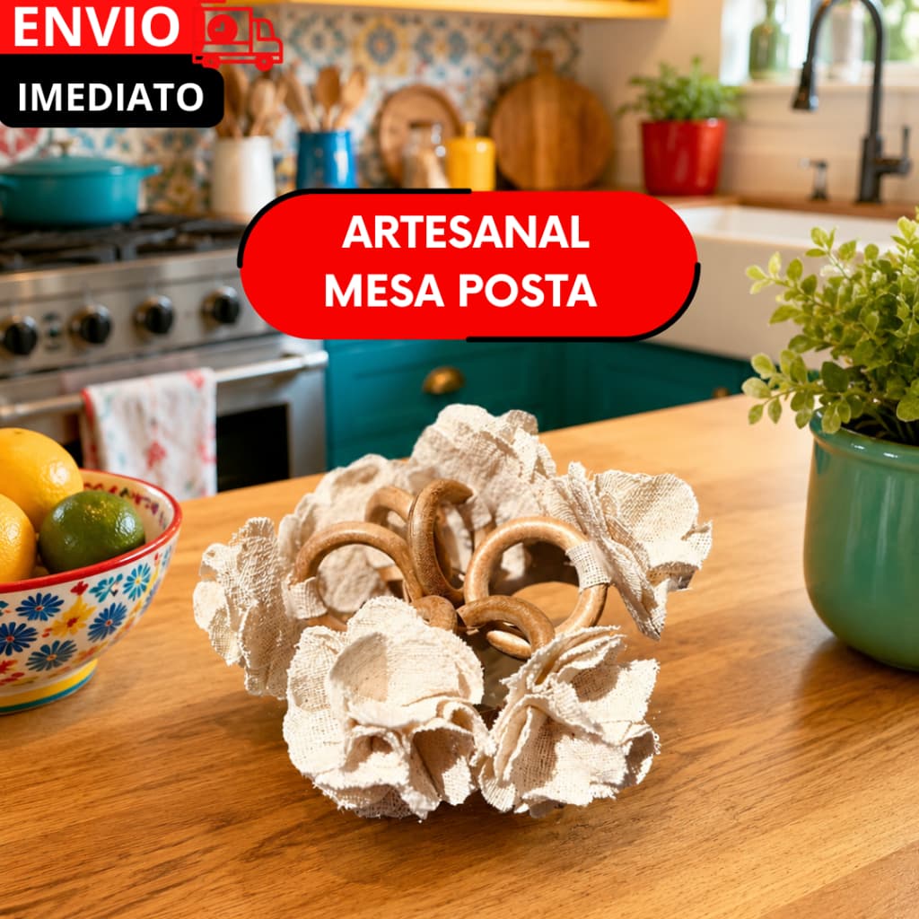 PORTA GUARDANAPO PARA MESA POSTA OU DIA A DIA RUSTICO 6UN FEITO A MÃO COM FLORES DE JUTA............