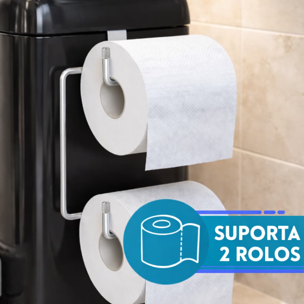 Suporte Porta Papel Higienico Duplo Para Caixa Acoplada