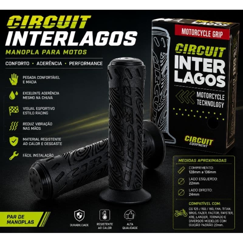 Manopla Circuit Preta Interlagos Plus Moto Luvinha Antiderrapante Conforto e Estilo