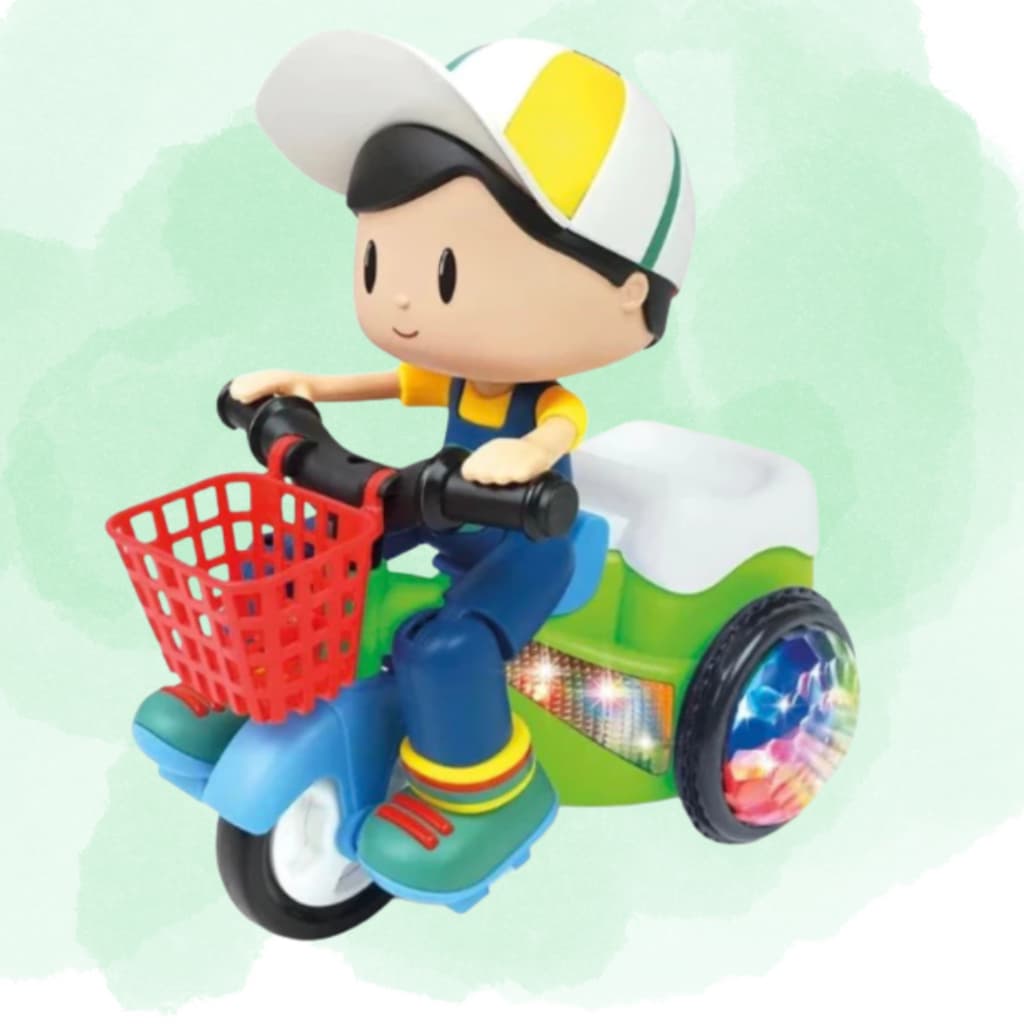 Brinquedo Motoqueiro Triciclo Empina e Gira 360