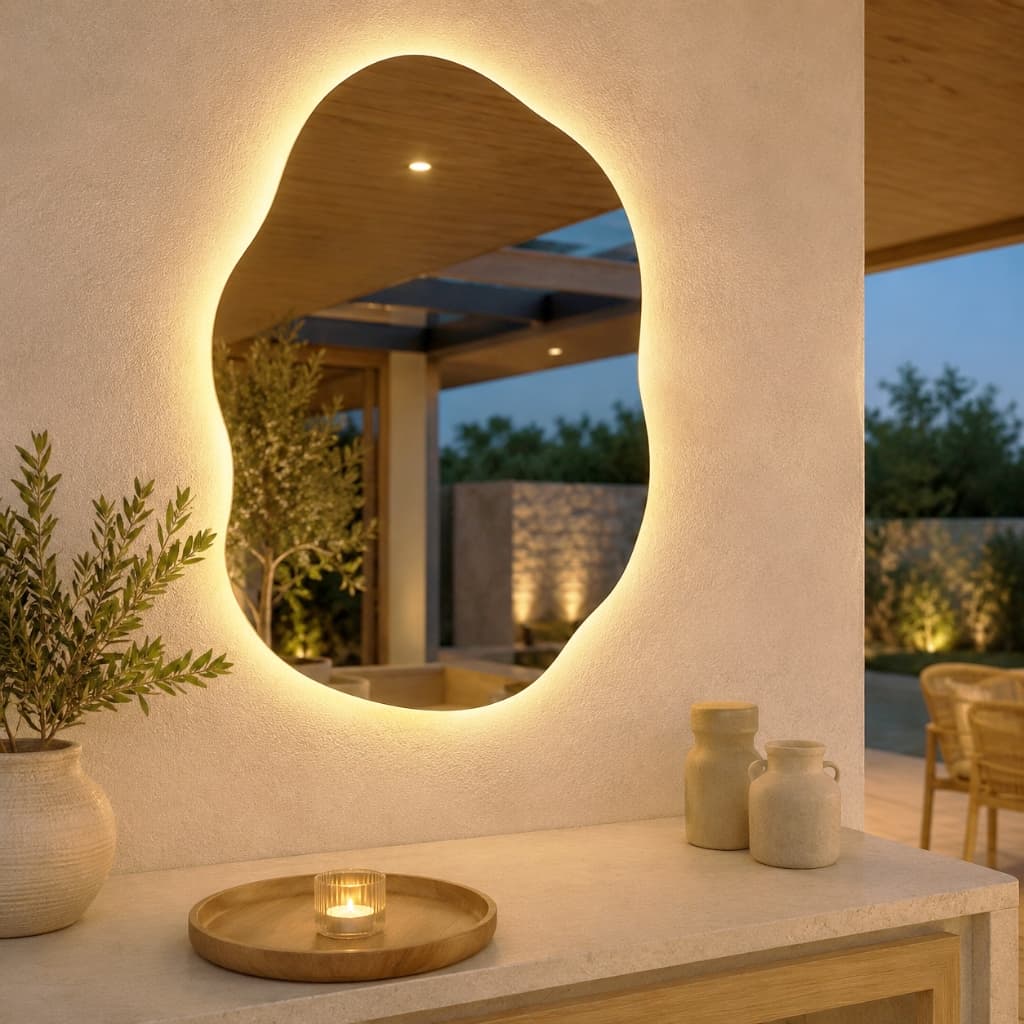 Espelho Tivoli 70x50cm Com Led Sem fio Design Moderno Lapidado Luxo