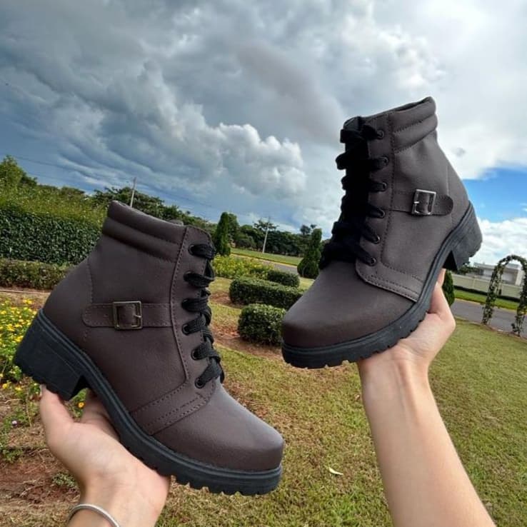 Coturno Bota Feminina Com Fivela Cano Curto Salto Baixo Bloco Estiloso Bota Moda Elegante Confortável Leve