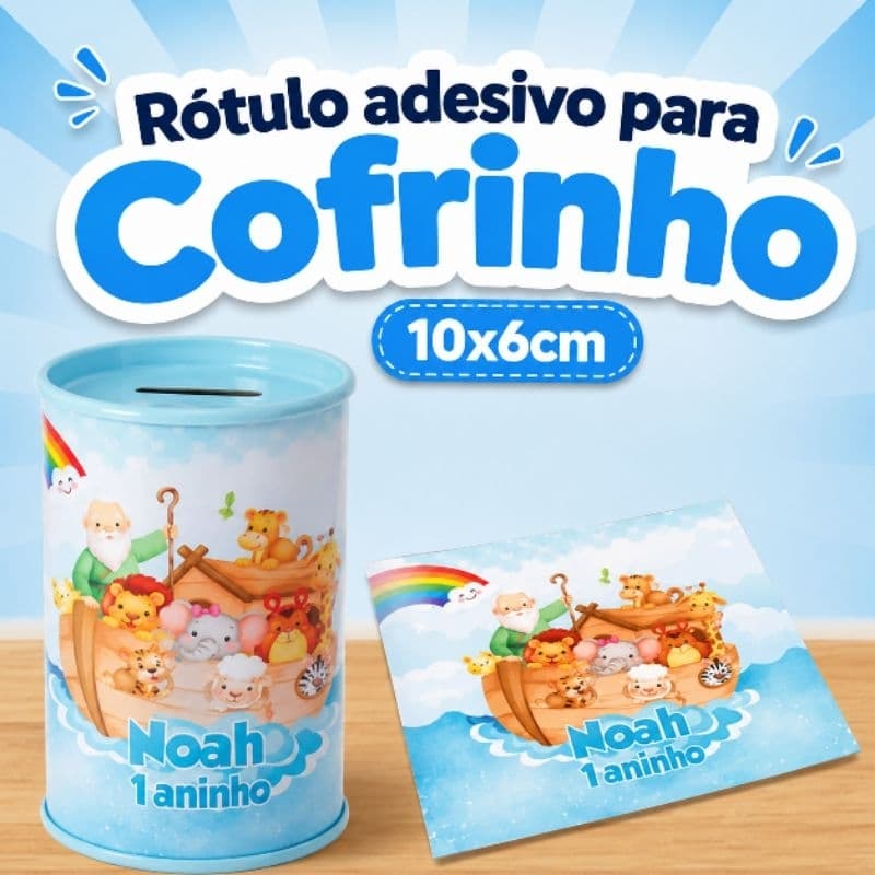 Rótulo Adesivo Personalizado Para Cofrinhos 10x6cm| Todos os Temas Menino Menina | Cofrinho Personalizado Adesivo