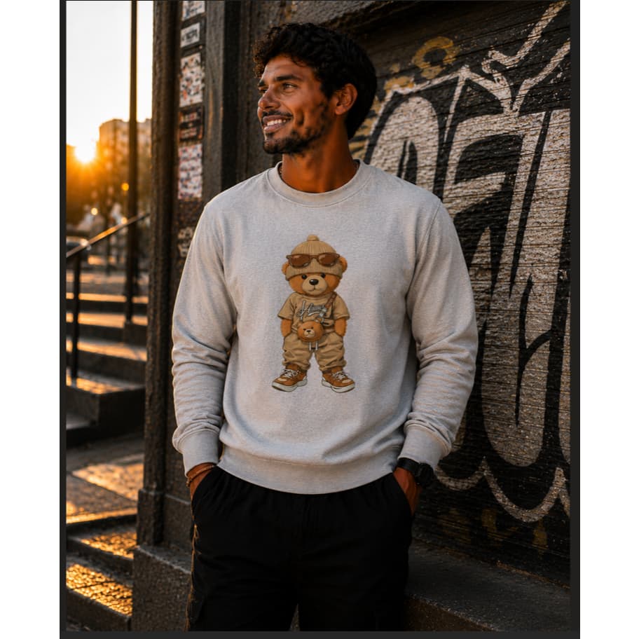 Moletom Gola Careca Urso Descolado Algodão