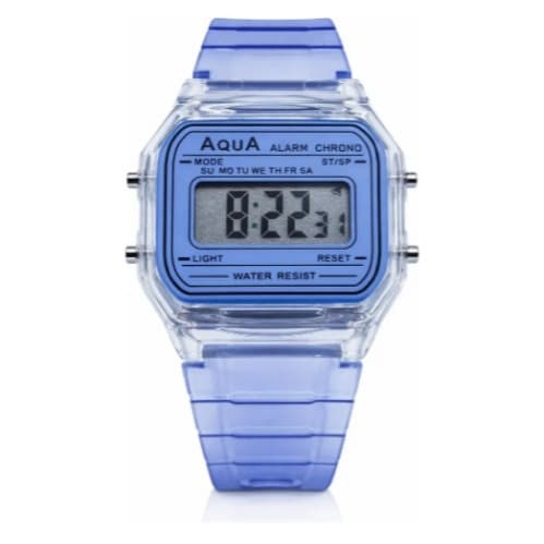 Relógio Digital Aqua Azul Transparente Aq-81 Azul À Prova D'água