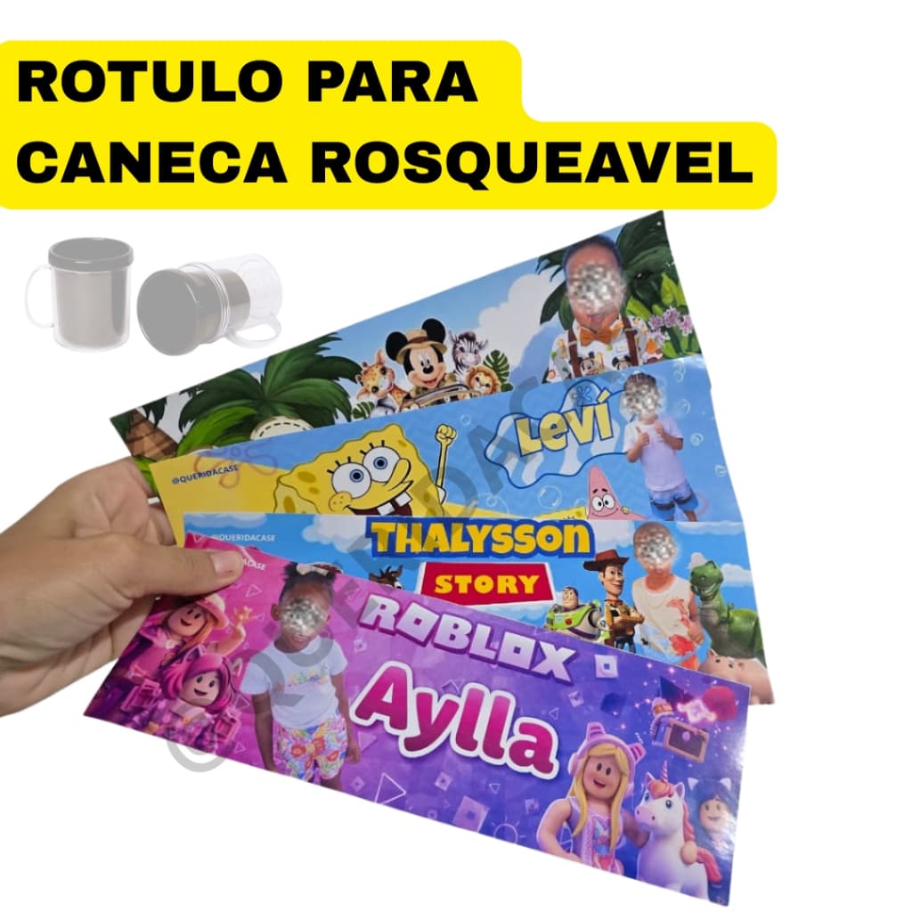 Rótulos para Caneca Acrílica Rosqueável (COM FOTO, FRASE, TEMA) Papel Fotográfico (LEMBRANCINHA)