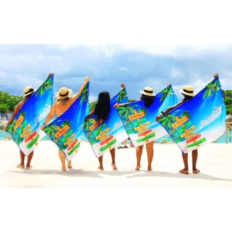 Canga Saída de Praia Pareô Plaquinha Destino 1,45x1,00 | Não Transparente, Seca Rápido, Leve