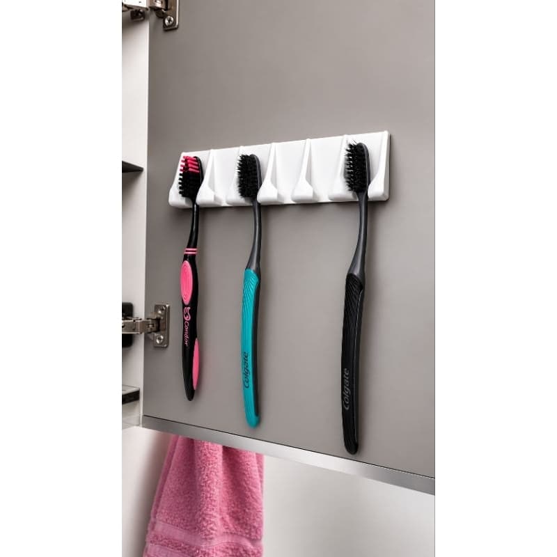 Suporte Porta Escovas de Dente de parede Autoadesivo 6 Lugares | Organizador de Escovas para Banheiro