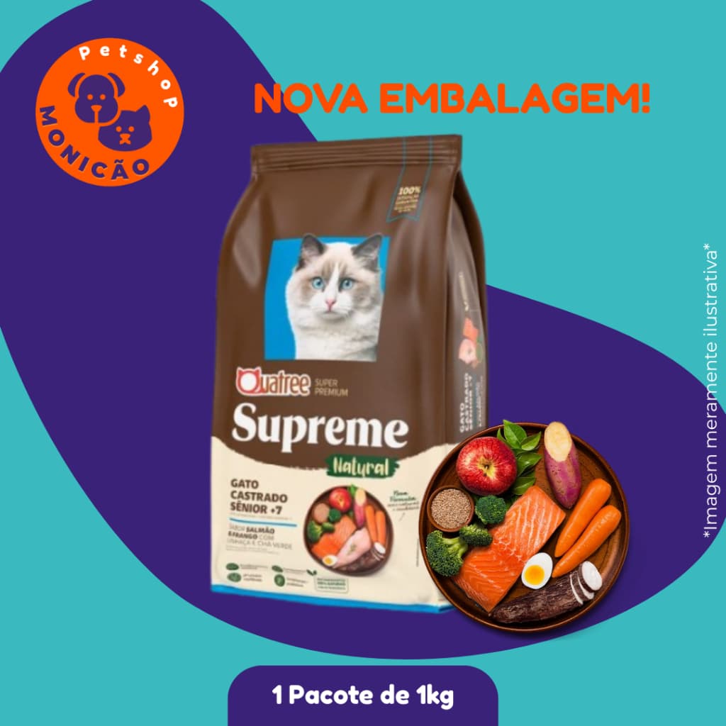 Quatree Supreme Salmão & Frango para Gatos Sênior Castrados - 1KG