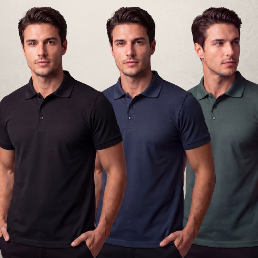 Kit 3 Camisa Polo Piquet Tecido Premium Algodão Confortável Báscia e Elegante