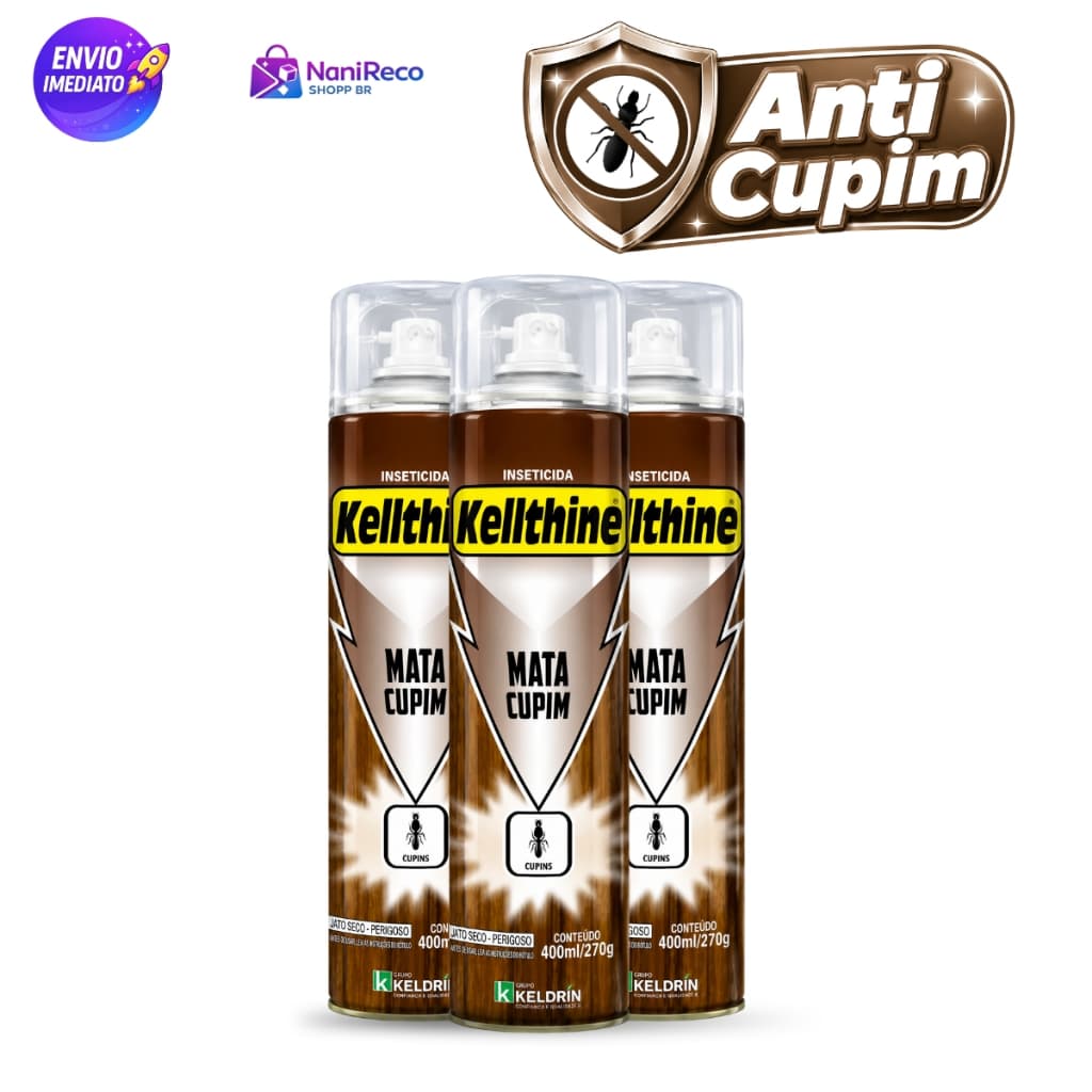 Mata Cupim 400ml Kellthine com Agulha de Precisão Elimina Cupins em Portas Armários Móveis de Madeira e Áreas Infestadas