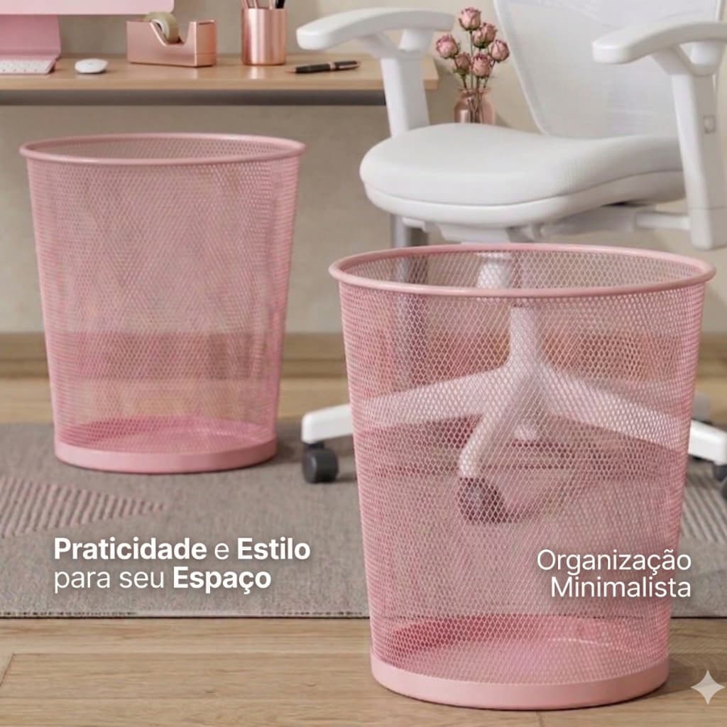 Lixeira escritorio cesto de lixo rosa lixeira metal