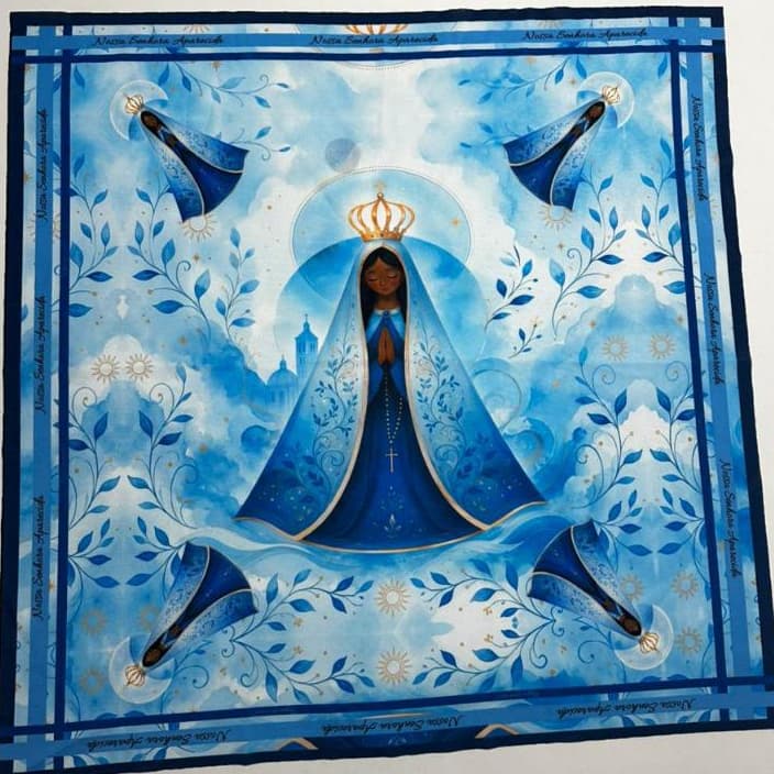 Lenço Nossa Senhora Aparecida Azul – Arte Religiosa Exclusiva, Fé e Proteção