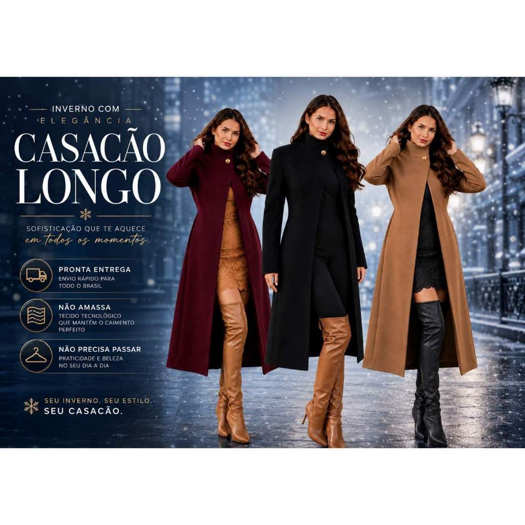 CASACO FEMININO CARDIGÃ LONGO BLASER SOCIAL MODA EVANGÉLICA BOLERO ESTILO PONCHO DE INVERNO AGASALHO SOBRETUDO COMPRIDO