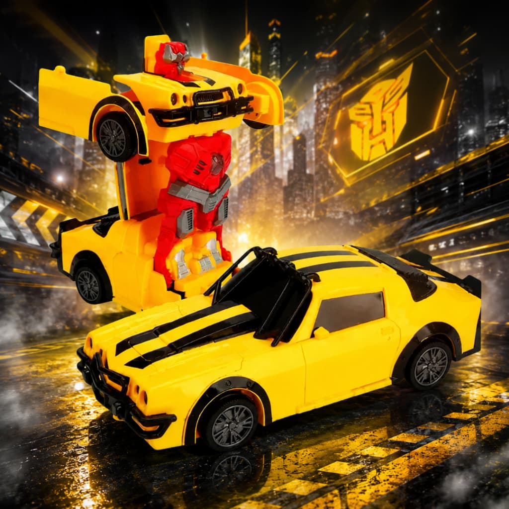 Carrinho de Brinquedo Transforms Vira Transforma Em Robô Carro Camaro Infantil